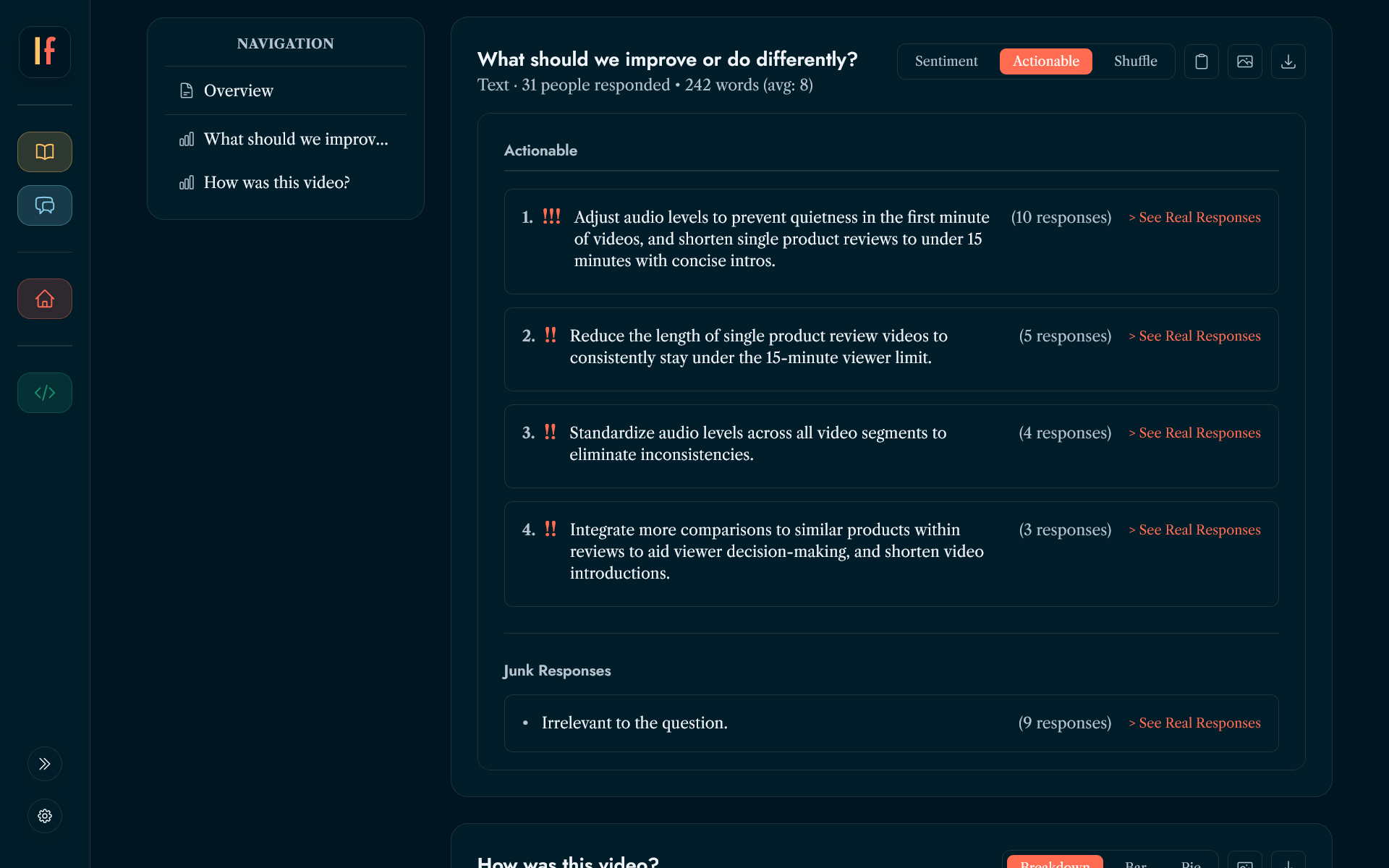 lumeforms creator feedback analysis with ranked ai insights and YouTube-oriented workflow