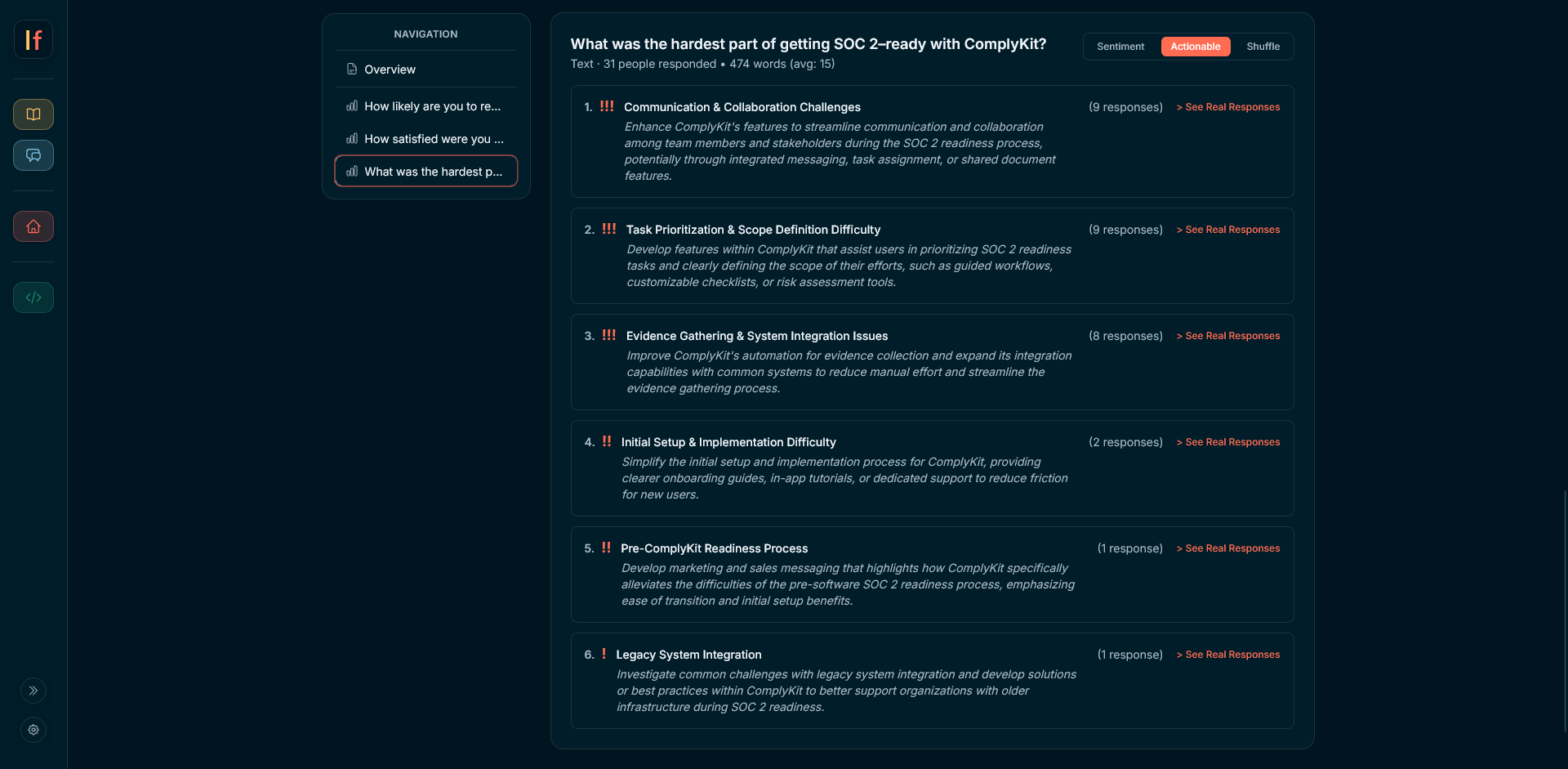 Form Analysis text insights and actionable recommendations